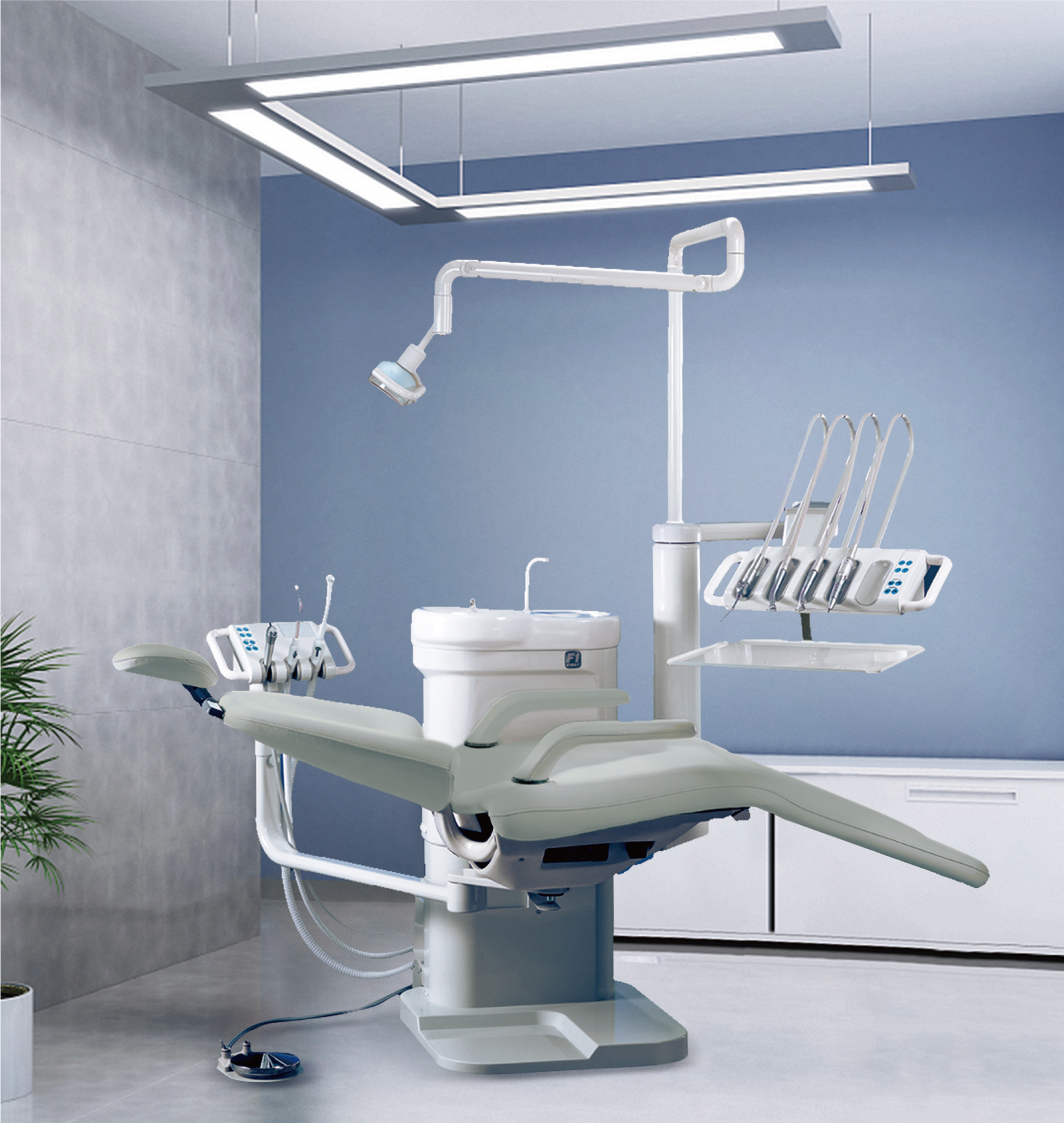 Machine-mounted dental unit