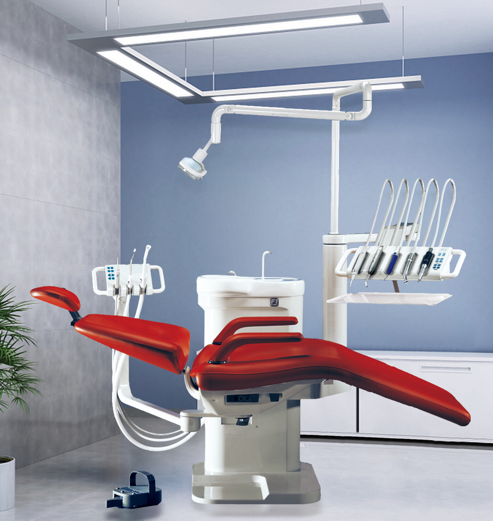 Machine-mounted dental unit